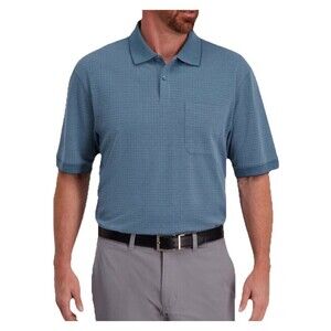 Haggar Clothing Polo Shirt Mens Size Large Blue Short Sleeve Collard Shirt